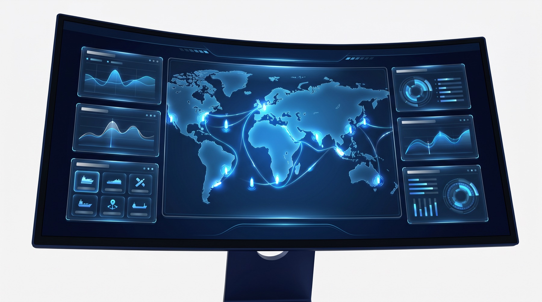 Maritime intelligence dashboard with a global vessel map and fleet telemetry